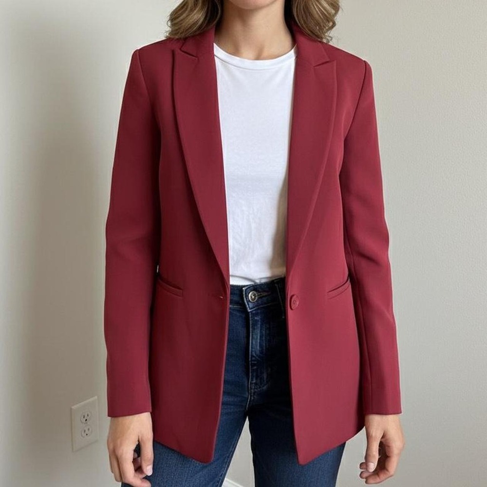 Dark Red One-Button Blazer | No Brand | Size XS